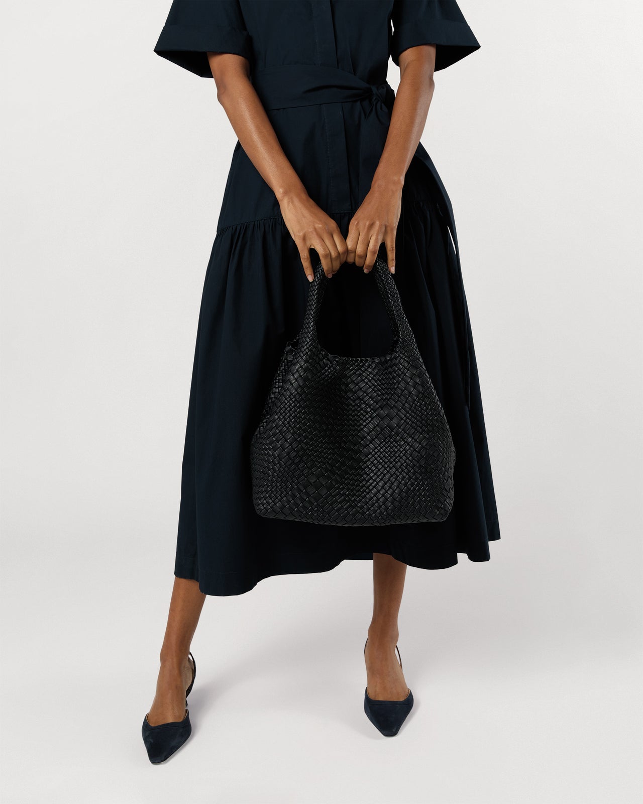 Mallie Handwoven Tote in Black Leather