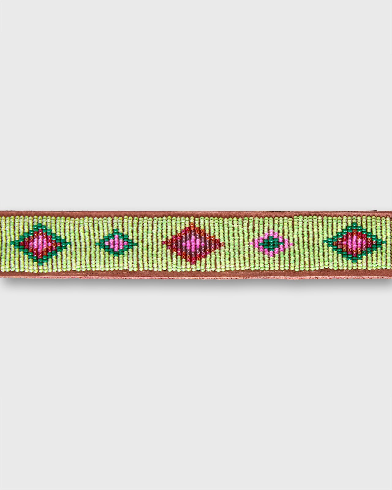 1.25" African Beaded Belt in Metallic Alo Green Belmasi