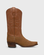 Load image into Gallery viewer, Tammy Cowboy Boot in Tobacco Leather/Cigar Suede
