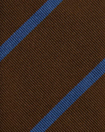 Load image into Gallery viewer, Silk Woven Tie in Brown/Blue Bar Stripe
