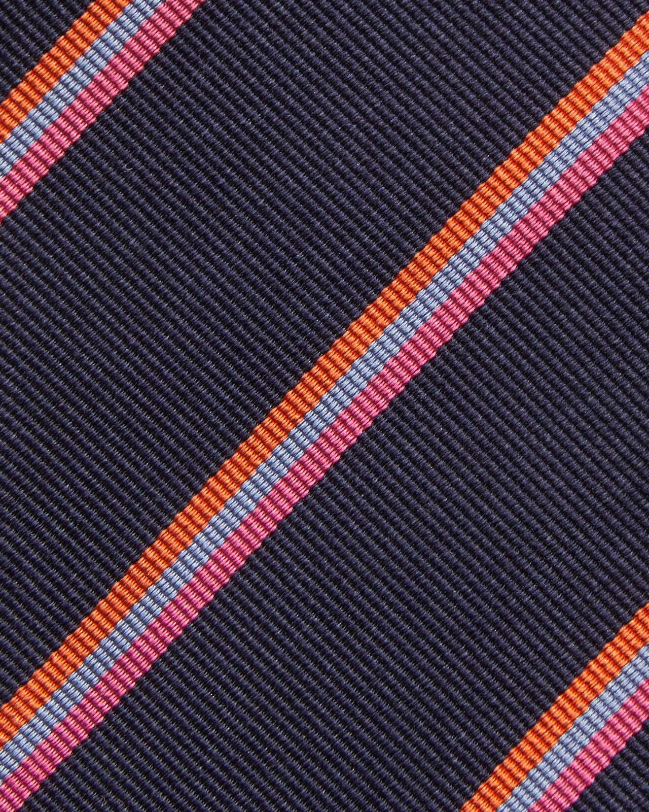 Silk Woven Tie in Navy/Orange/Peri Multi Stripe