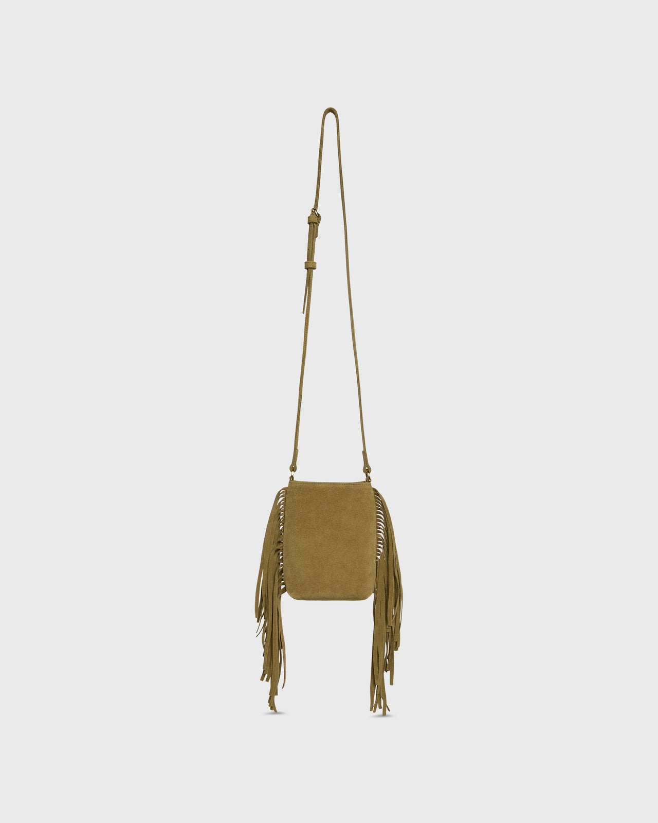 Fringed Polly Crossbody Bag in Tobacco Suede