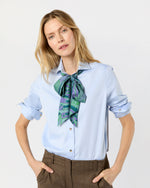 Load image into Gallery viewer, Silk Tied Up Scarf in Purple/Green Butterfly Block Print Silk Twill
