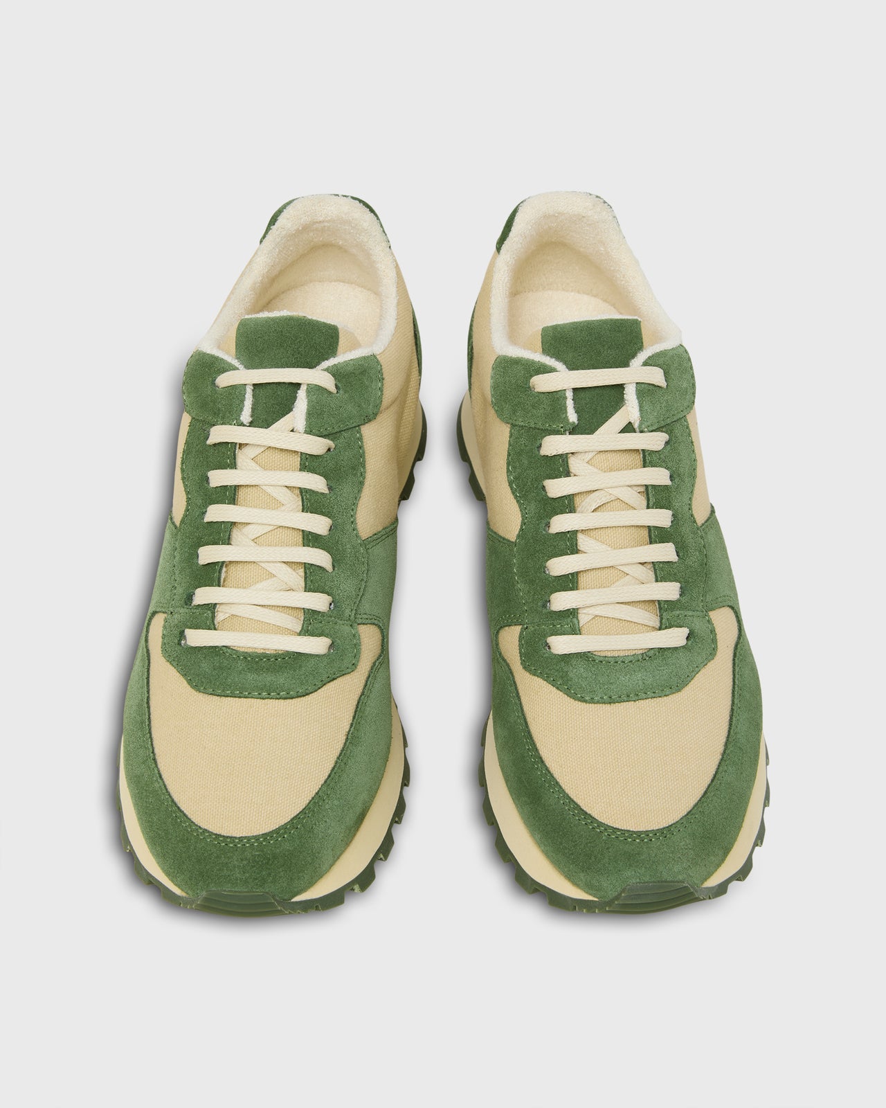 Trainer in Cactus Suede/Khaki Canvas