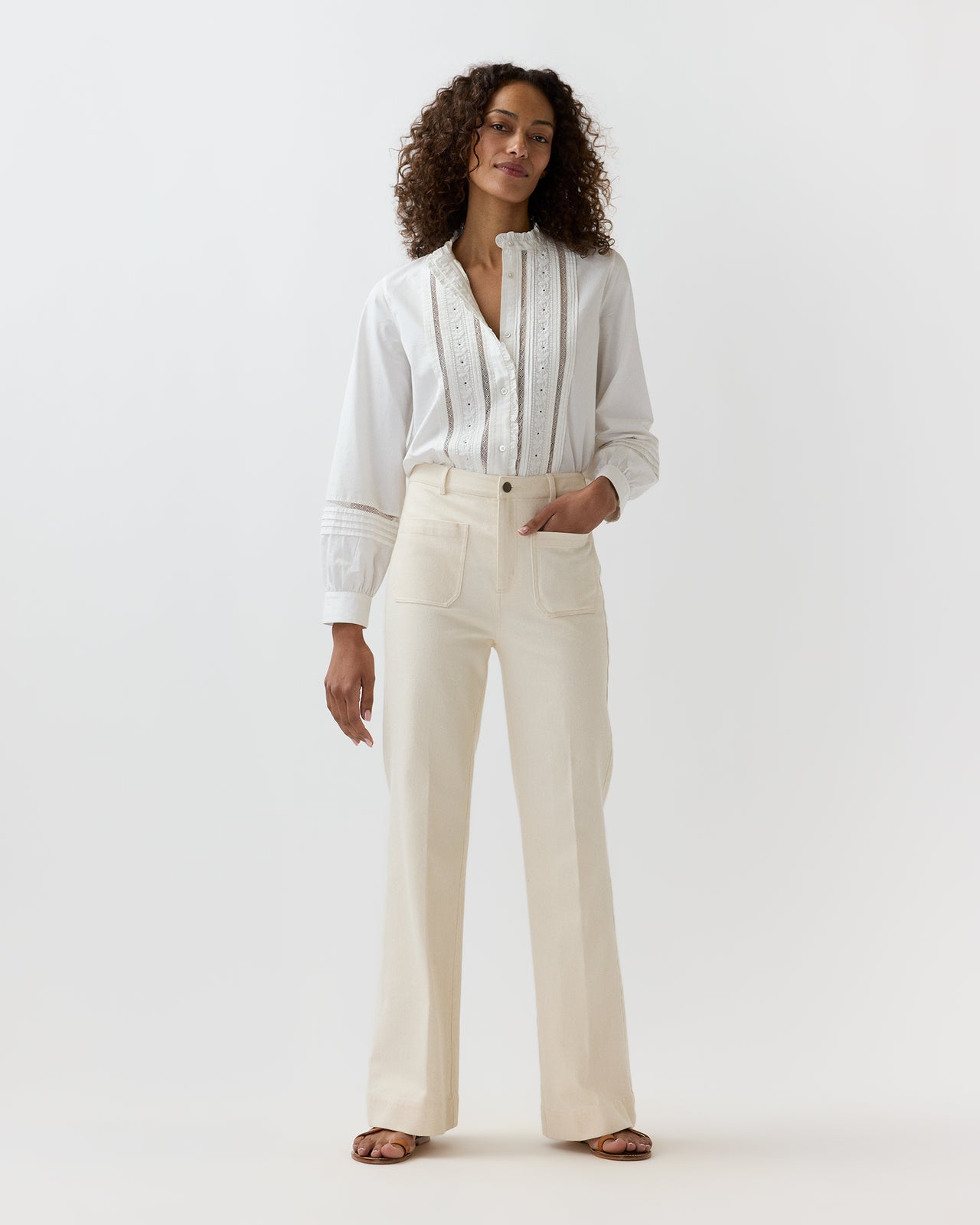 Lina Blouse in Ivory Poplin