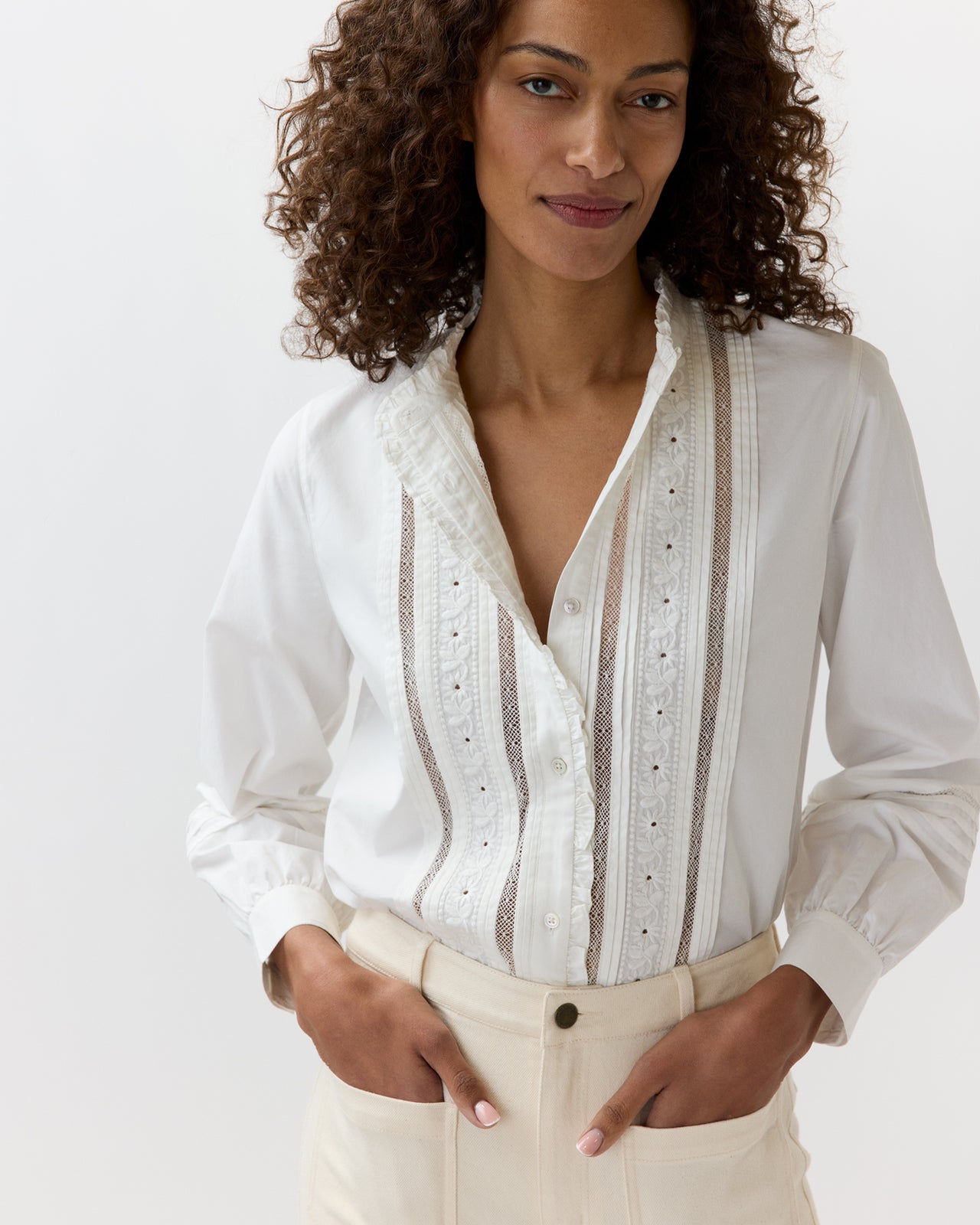 Lina Blouse in Ivory Poplin