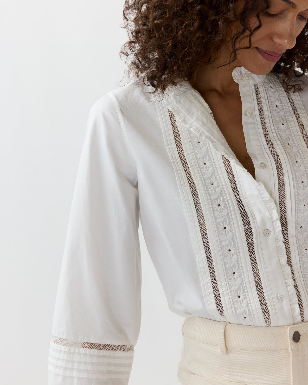 Lina Blouse in Ivory Poplin