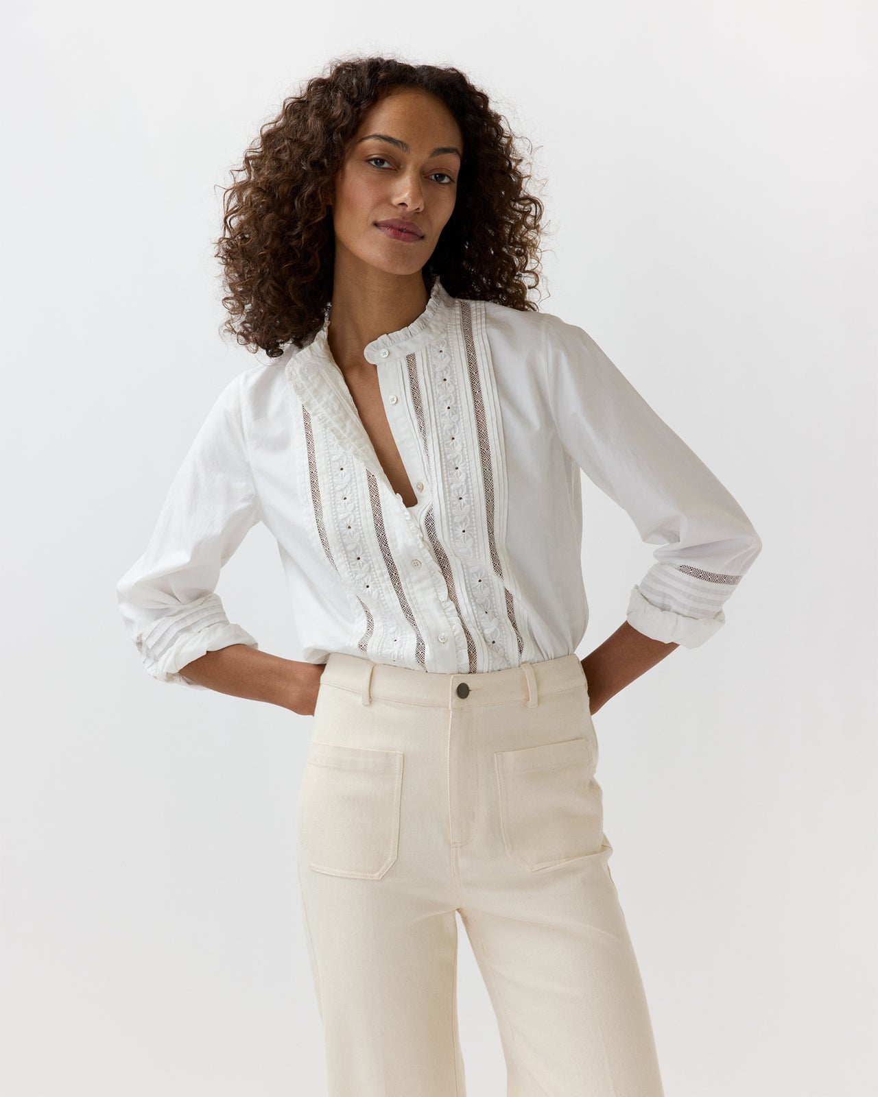 Lina Blouse in Ivory Poplin