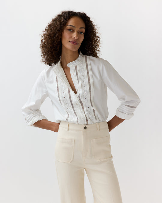 Lina Blouse in Ivory Poplin