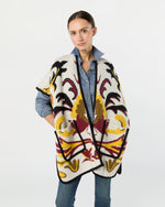 Load image into Gallery viewer, In My Power Knit Scarf Cape in Ecru/Green/Black Wool Blend
