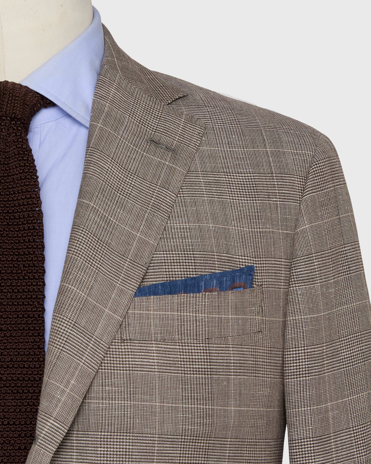 Virgil No. 3 Suit in Mocha/Bone Glenplaid Plainweave