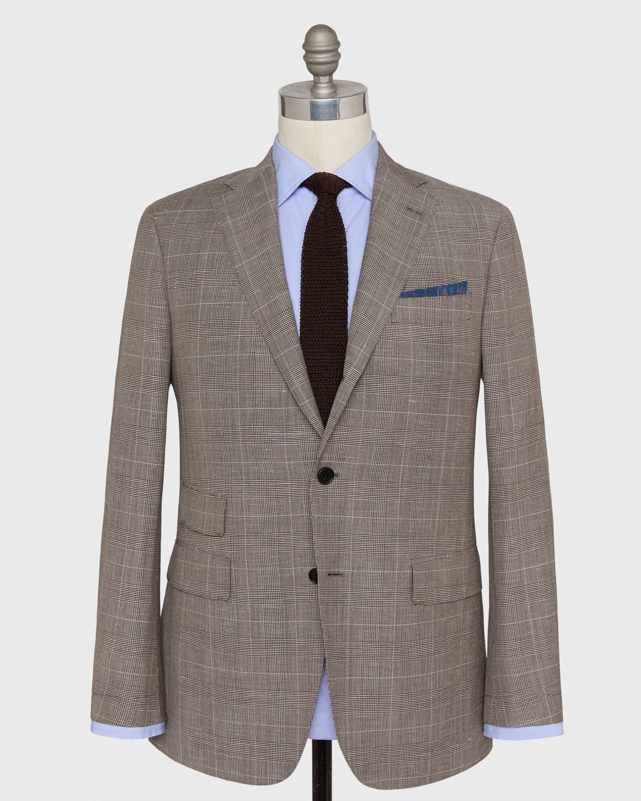 Virgil No. 3 Suit in Mocha/Bone Glenplaid Plainweave
