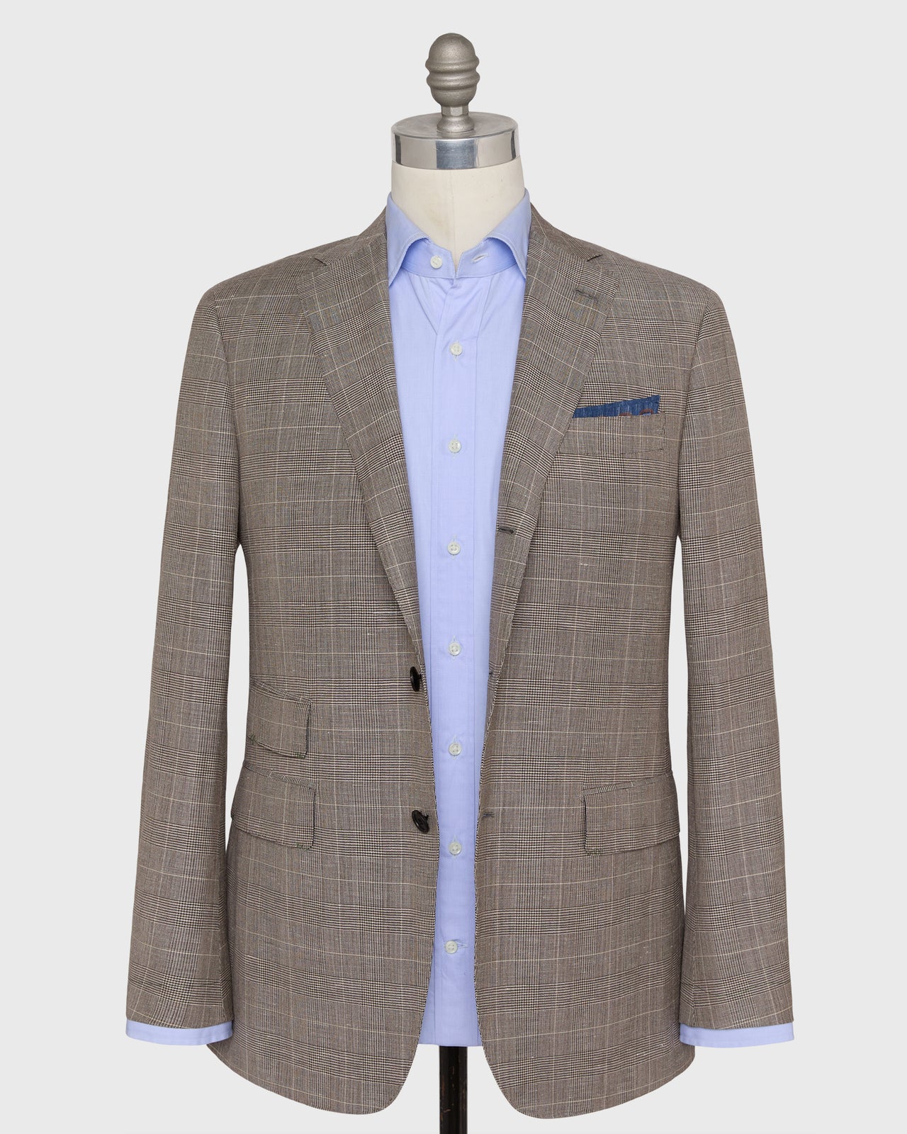 Virgil No. 3 Suit in Mocha/Bone Glenplaid Plainweave