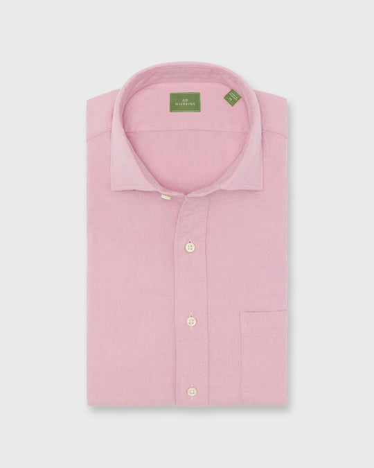 Spread Collar Sport Shirt in Pink Flannel
