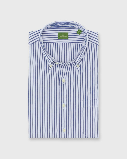 Button-Down Sport Shirt in Sky/Blue Stripe End-On-End
