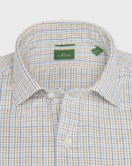 Load image into Gallery viewer, Slim-Fit Spread Collar Sport Shirt in Olive/Ochre/Blue Tattersall Twill
