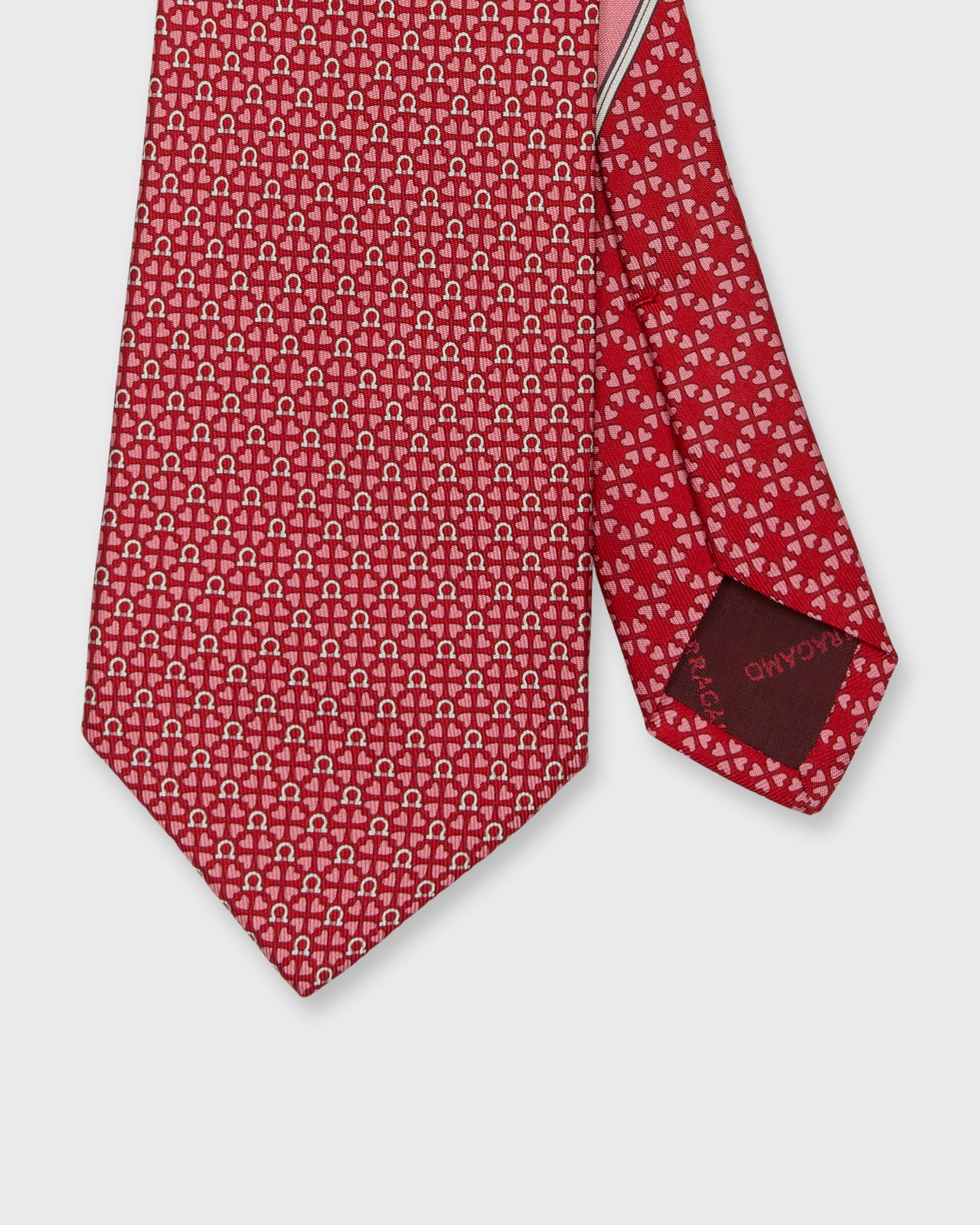 Silk Print Tie in Red Gancini Foulard