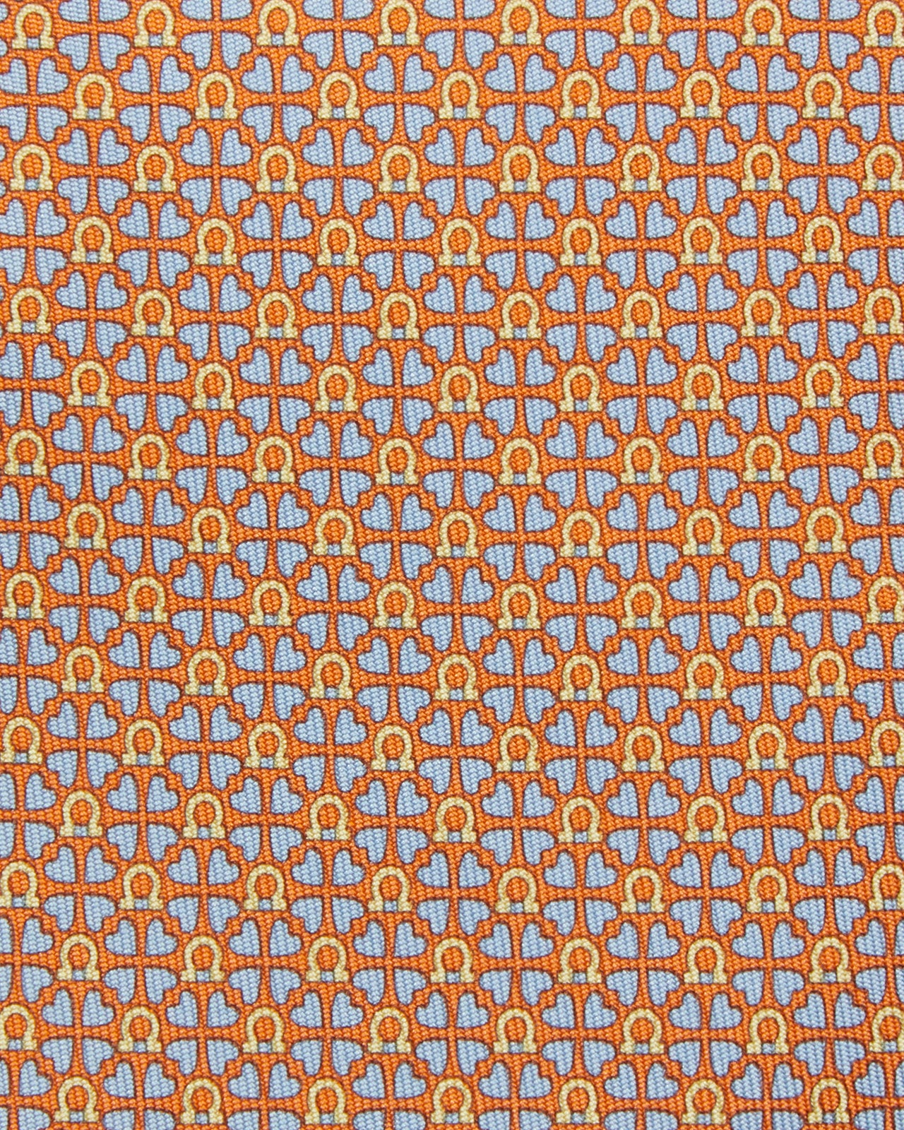 Silk Print Tie in Orange Gancini Foulard