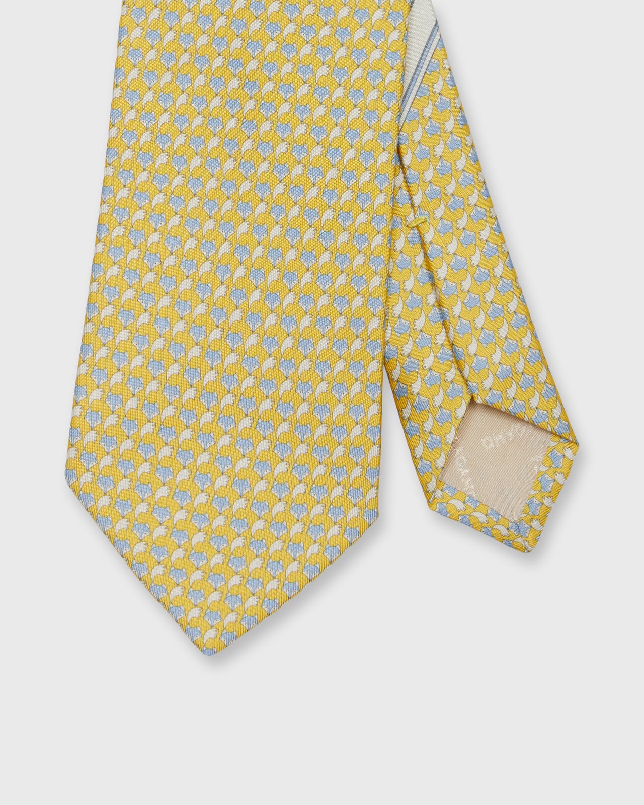 Silk Print Tie in Yellow Fox
