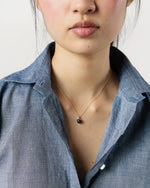 Load image into Gallery viewer, Tiny Ceramic Egg Pendant Necklace in Soot/Gold
