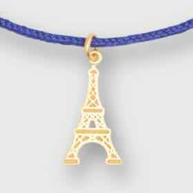 Eiffel Tower Charm Bracelet in Gold/Assorted Color Cord