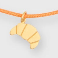 Croissant Charm Bracelet in Gold/Assorted Color Cord