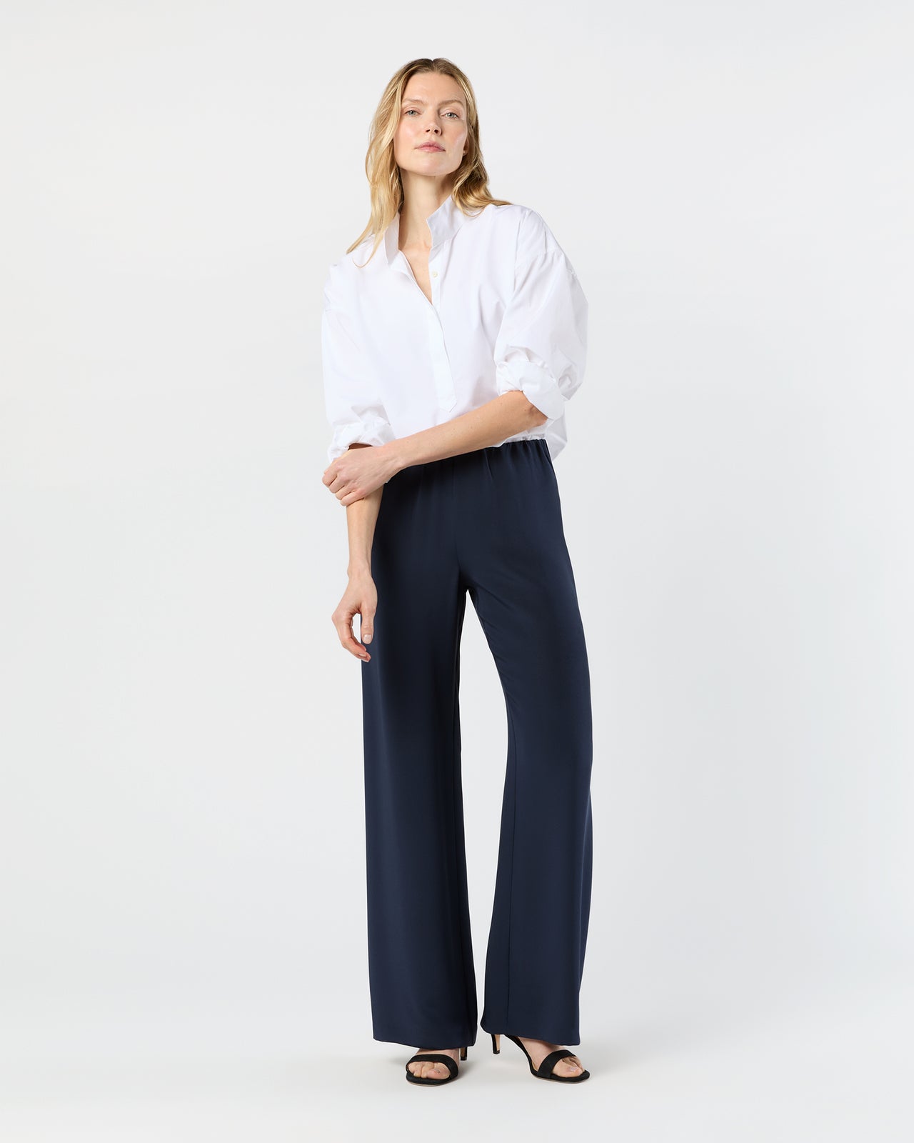 Kelly Pant in Navy Silk Crepe de Chine