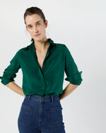 Load image into Gallery viewer, Classic Blouse in Forest Silk Crepe de Chine
