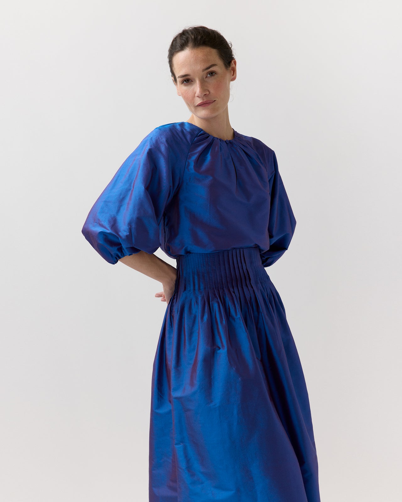 Savannah Top in Wave Iridescent Silk Shantung
