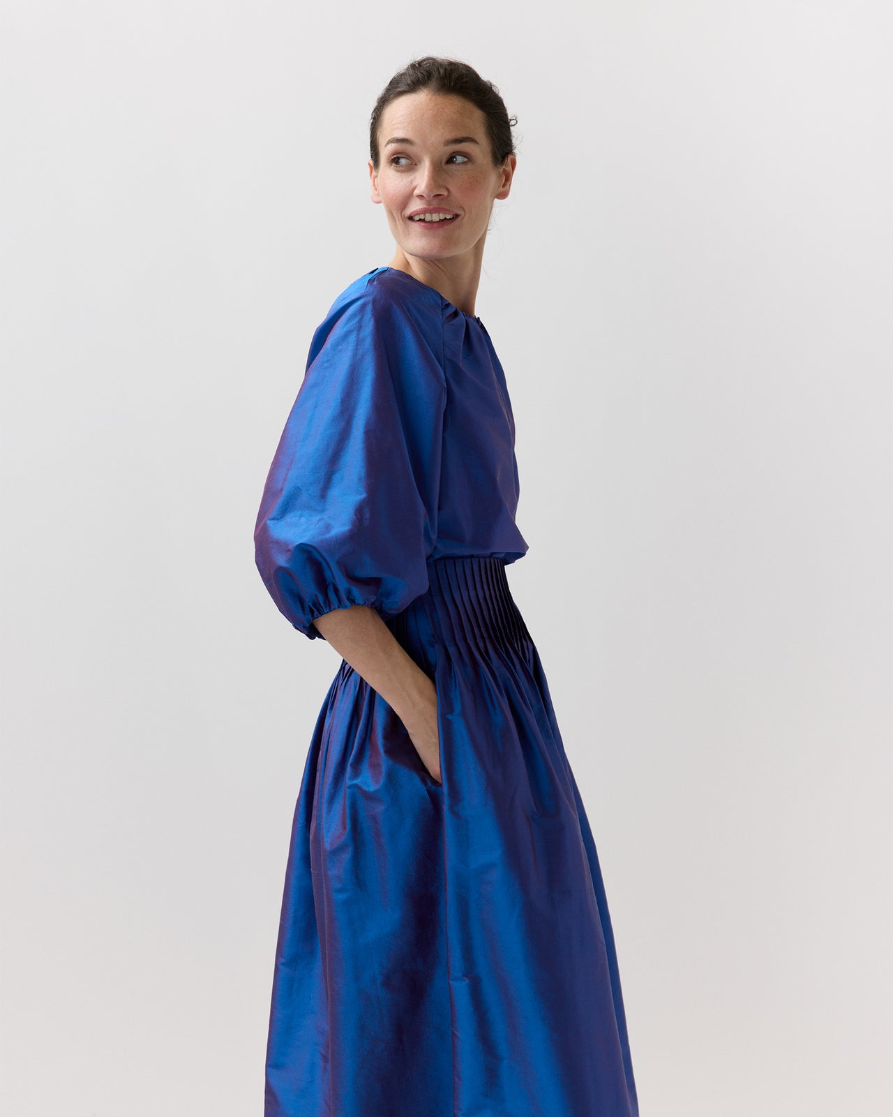 Savannah Top in Wave Iridescent Silk Shantung