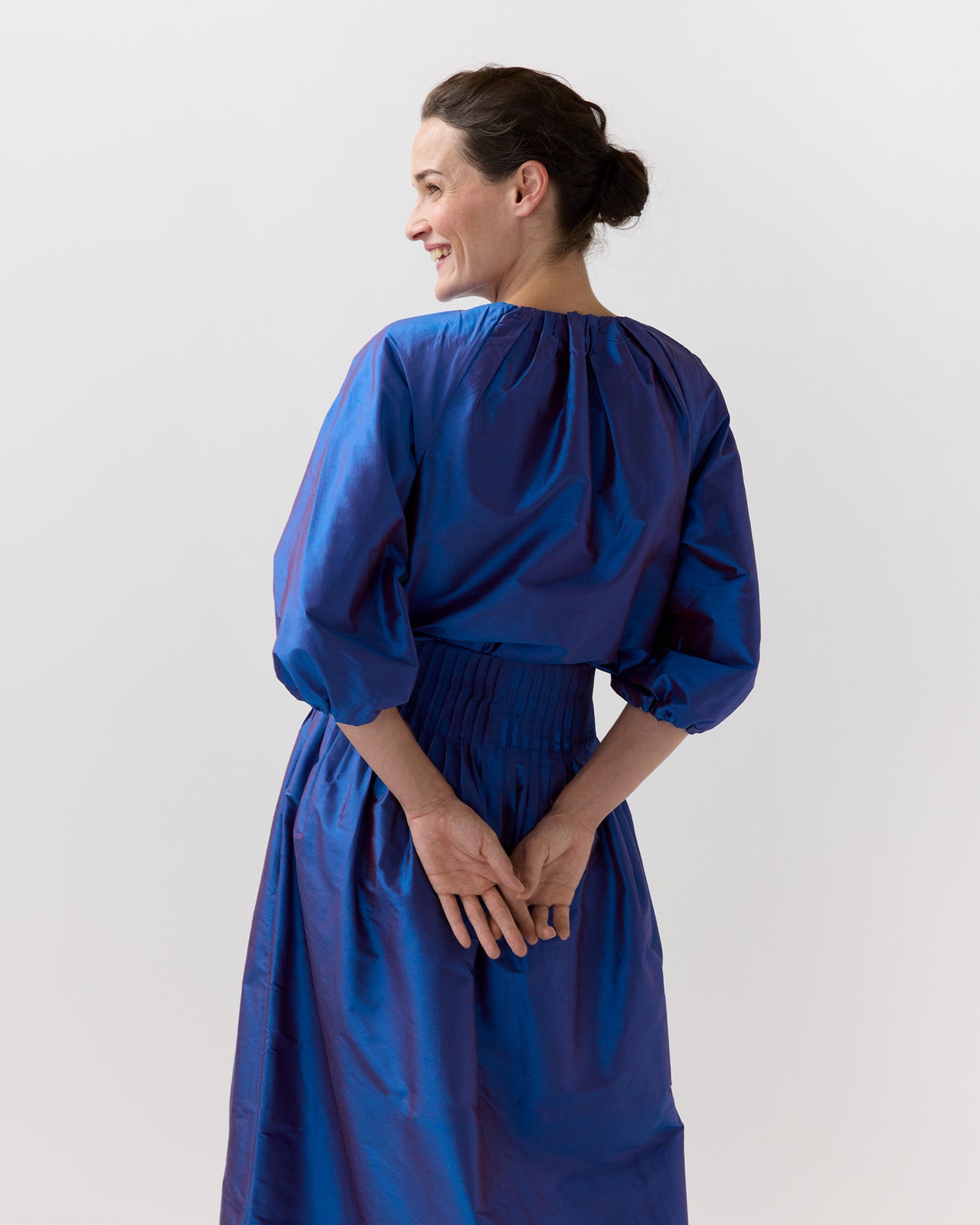 Savannah Top in Wave Iridescent Silk Shantung