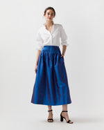 Load image into Gallery viewer, Adah Pintuck Skirt in Wave Iridescent Silk Shantung

