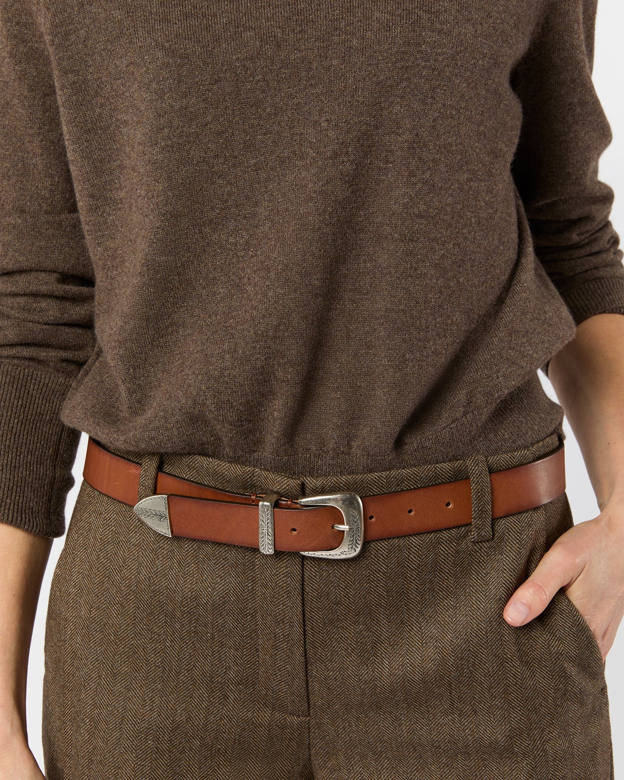 1.25" Petite Western Belt in Cognac Leather