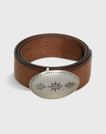 Load image into Gallery viewer, 1.5" Edelweiss Oval Belt in Brown Leather

