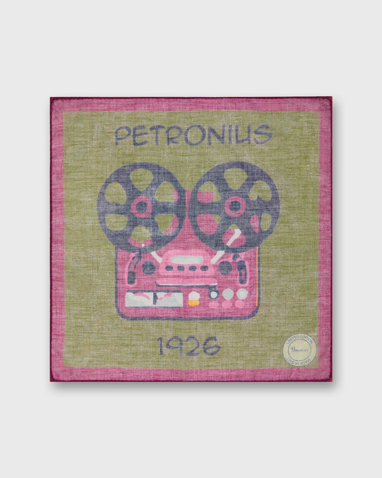 Cotton Cashmere Pocket Square in Green/Pink Reel-to-Reel