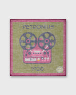 Load image into Gallery viewer, Cotton Cashmere Pocket Square in Green/Pink Reel-to-Reel
