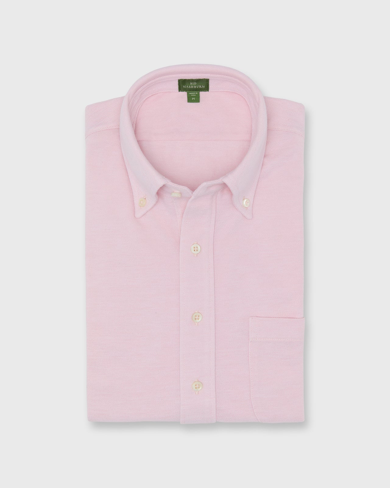 Knit Button-Down Popover in Pink Oxford Pima Pique