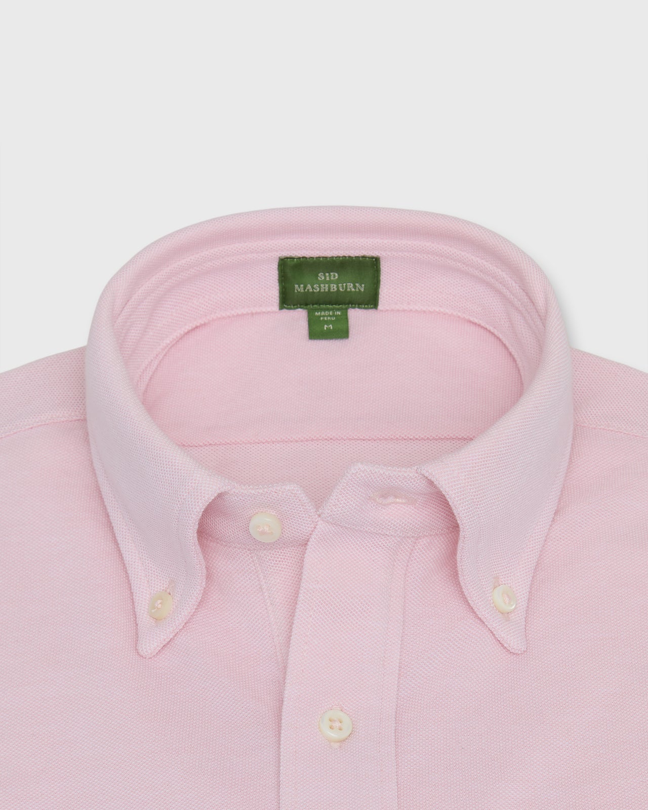 Knit Button-Down Popover in Pink Oxford Pima Pique