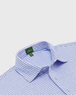 Load image into Gallery viewer, Short-Sleeved Polo in Light Blue/White Stripe Pima Jersey
