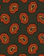 Load image into Gallery viewer, Silk Print Tie in Green/Orange/Apricot Paisley
