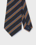 Load image into Gallery viewer, Irish Poplin Tie in Navy/Orange/Cadet Stripe
