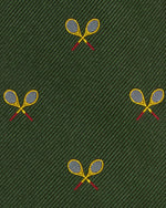 Load image into Gallery viewer, Silk Club Tie in Forest/Yellow Racket
