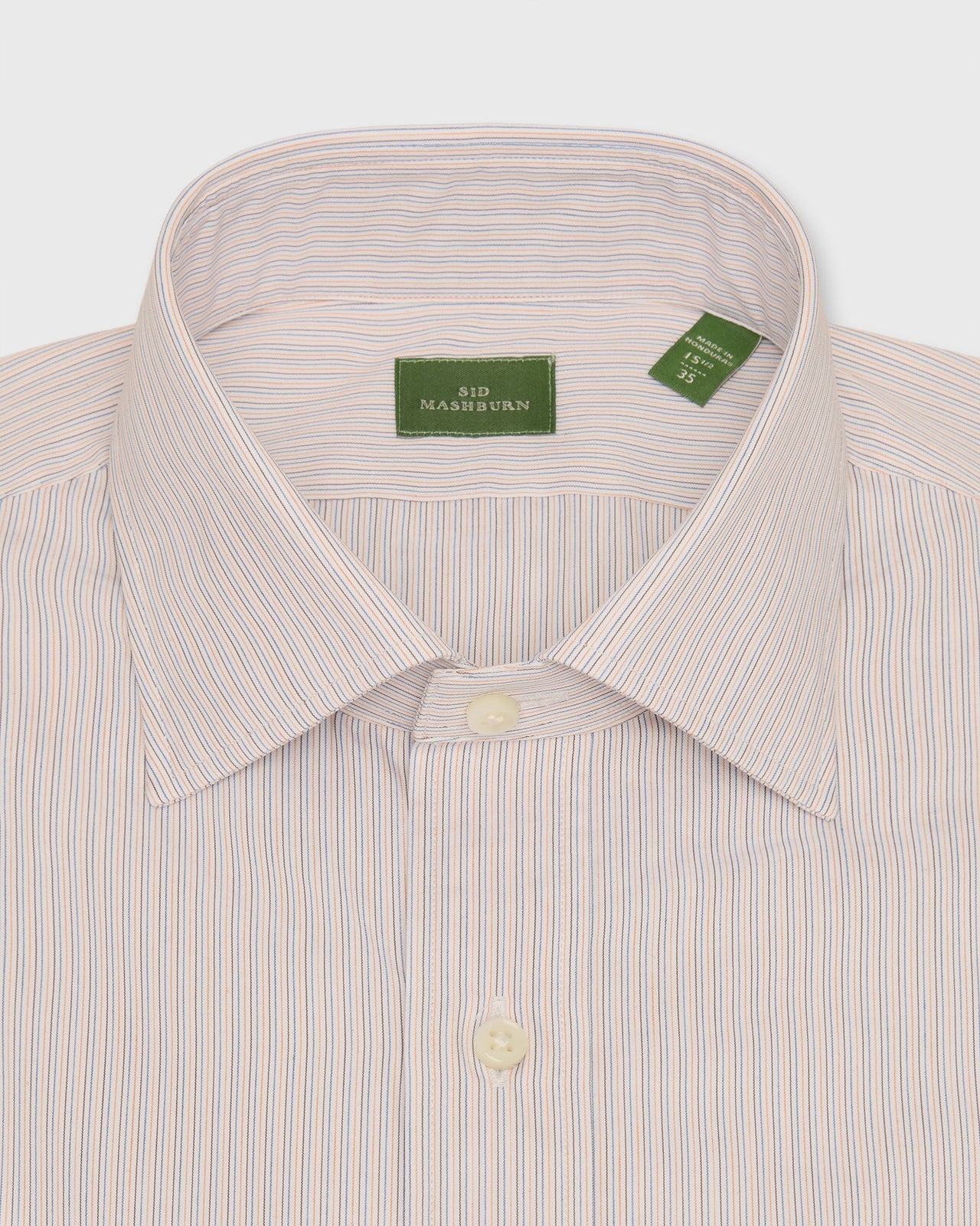 Spread Collar Dress Shirt in Coral/Sky/Brown Hairline Stripe Poplin