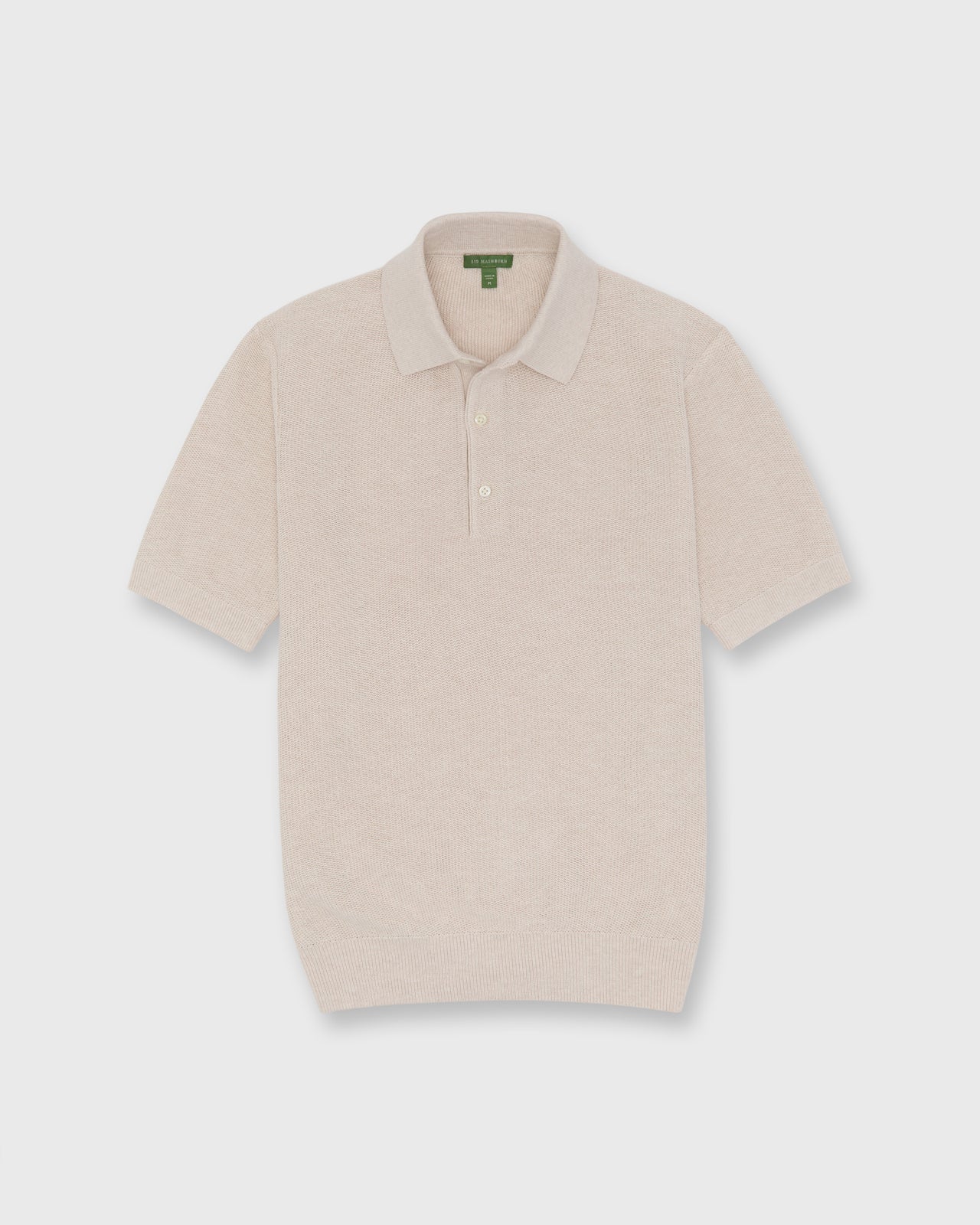 Textured Hyannis Polo Sweater in Bone Cotton/Linen