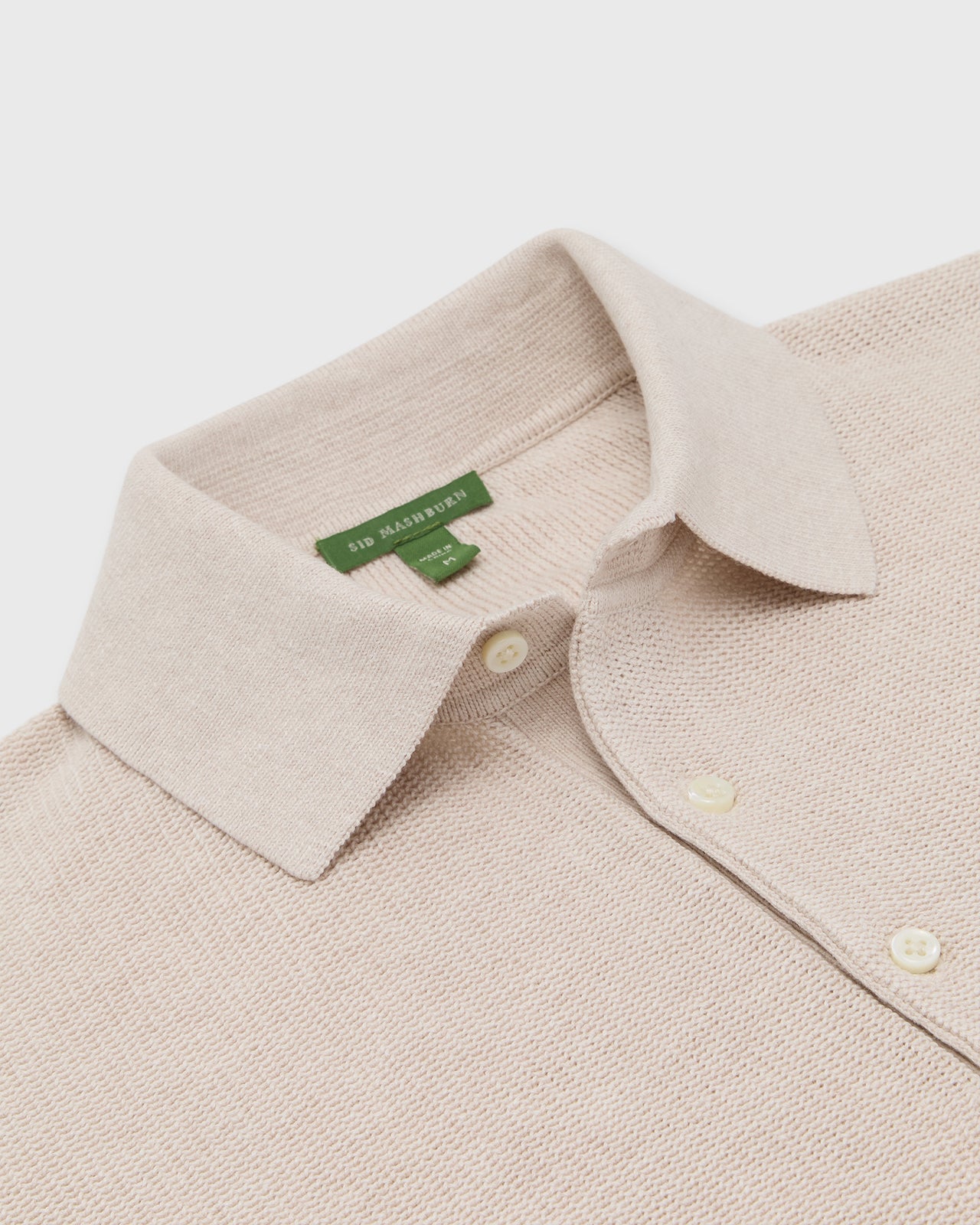Textured Hyannis Polo Sweater in Bone Cotton/Linen