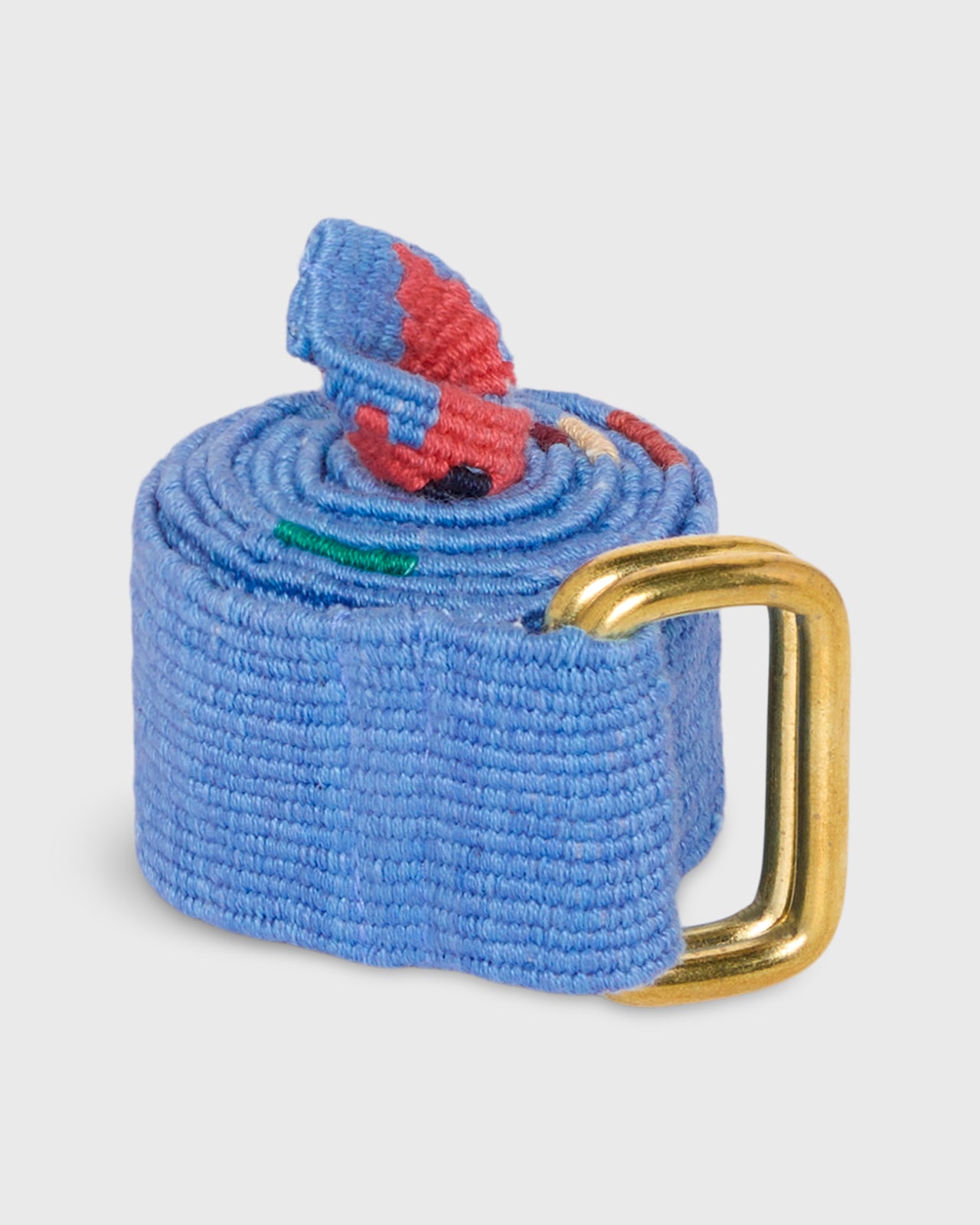 Hand-Loomed D-Ring Belt in Blue Tribal
