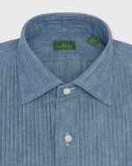 Load image into Gallery viewer, French-Cuff Pleated Bib-Front Tuxedo Shirt in Extra Light Washed Chambray
