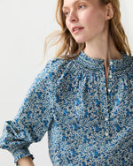Load image into Gallery viewer, Christine Smocking Top in Blue Emma &amp; Georgina Liberty Fabric
