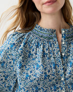 Load image into Gallery viewer, Christine Smocking Top in Blue Emma &amp; Georgina Liberty Fabric

