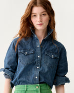 Load image into Gallery viewer, Western Shirt in 3-Year Indigo Lightweight Denim
